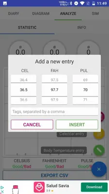 Body Temperature Diary android App screenshot 8